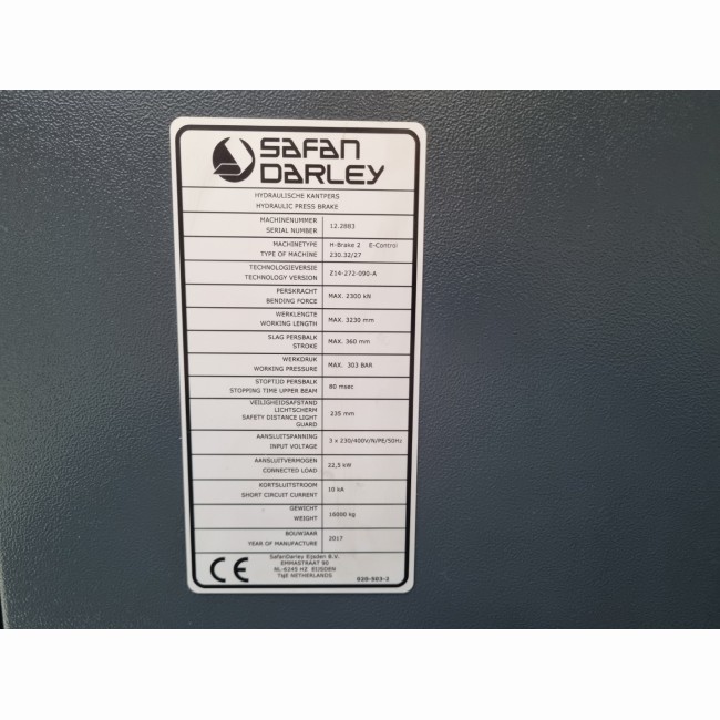 Plieuse CN occasion SAFAN H-BRAKE 230.32/27